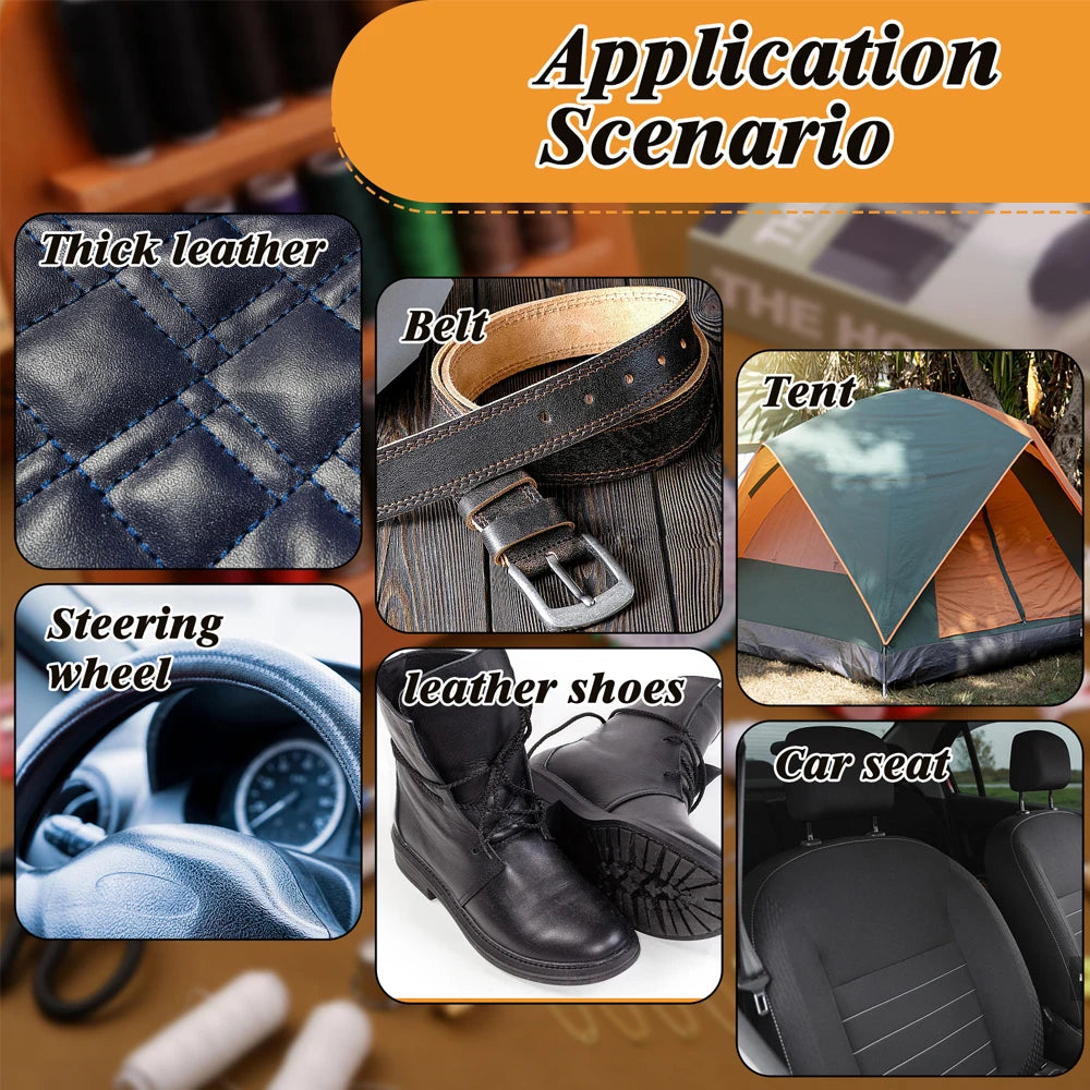 Zxiixz 83Pcs/set Leather Repair Sewing Kit with Polyester Sewing Thread 6Pcs Waxed Thread Stitching Needle for Boots Shoes Sofa