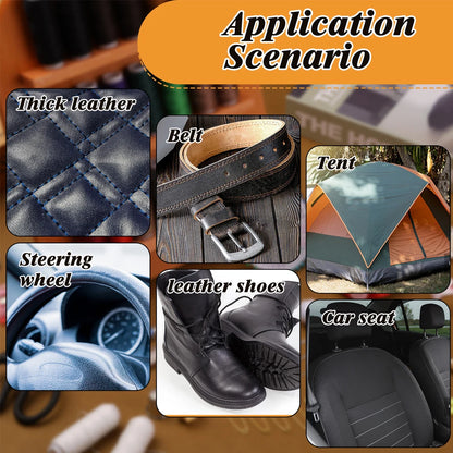 Zxiixz 83Pcs/set Leather Repair Sewing Kit with Polyester Sewing Thread 6Pcs Waxed Thread Stitching Needle for Boots Shoes Sofa