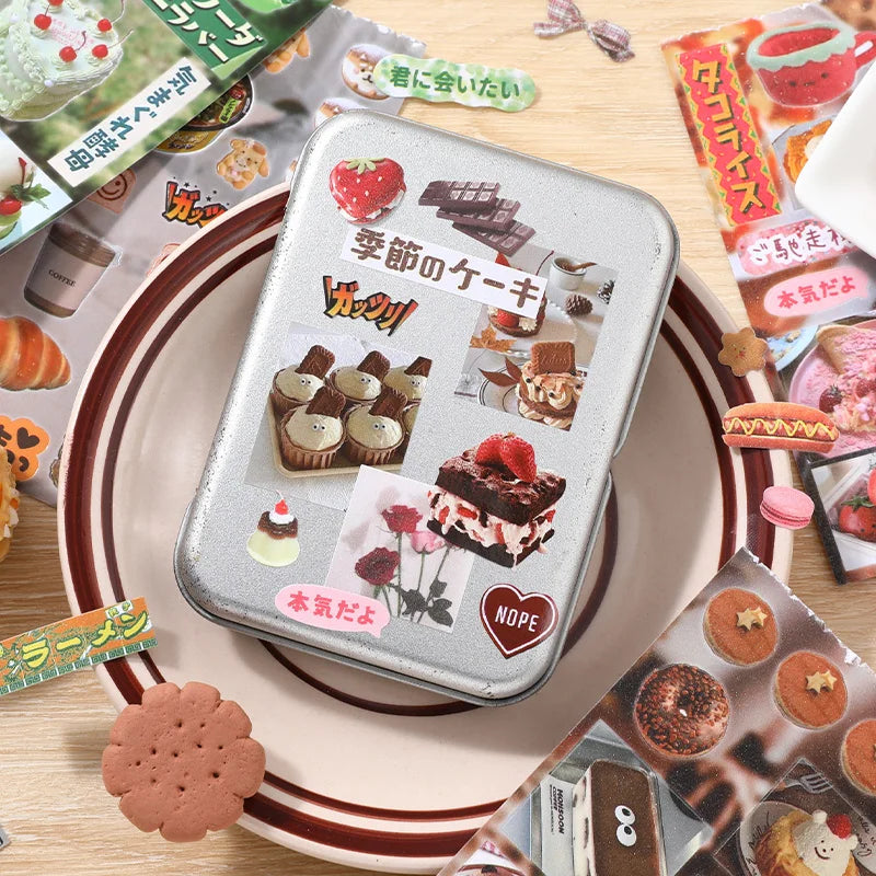 JIANQI 30 Sheets PET Die cut Stickers book Japanese cuisine Decorative handmade Scrapbooking Material Diary Album Craft Supplies
