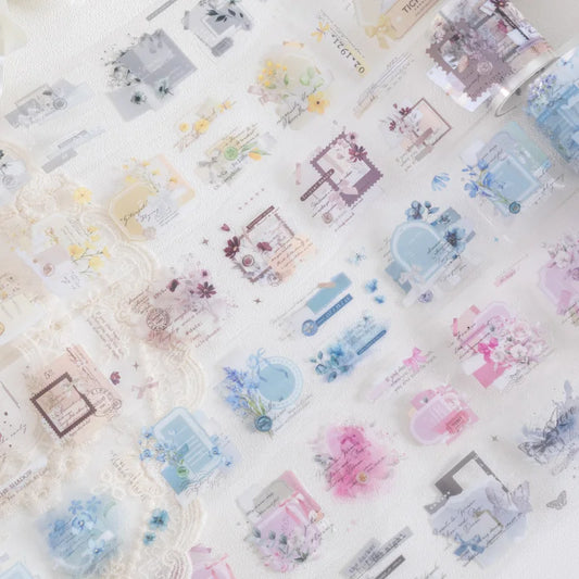 JIANQI 50mm*2m Vintage PET Collage into poetry series Tapes DIY Scrapbooking Decor Junk Journal Collage Stationery Craft Tapes