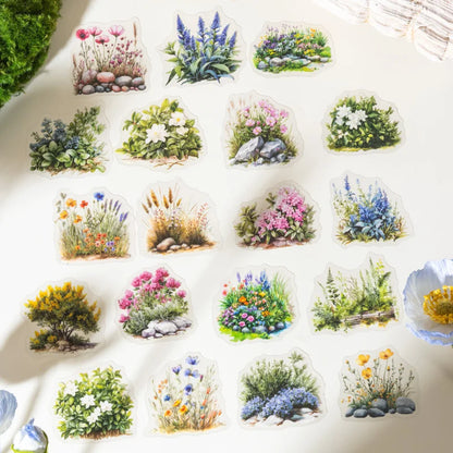 JIANQI 30pcs/pack PET Stickers Flowers and shrubs Decor Junk Journal DIY Srapbooking Creative Stationery Collage Photo Album
