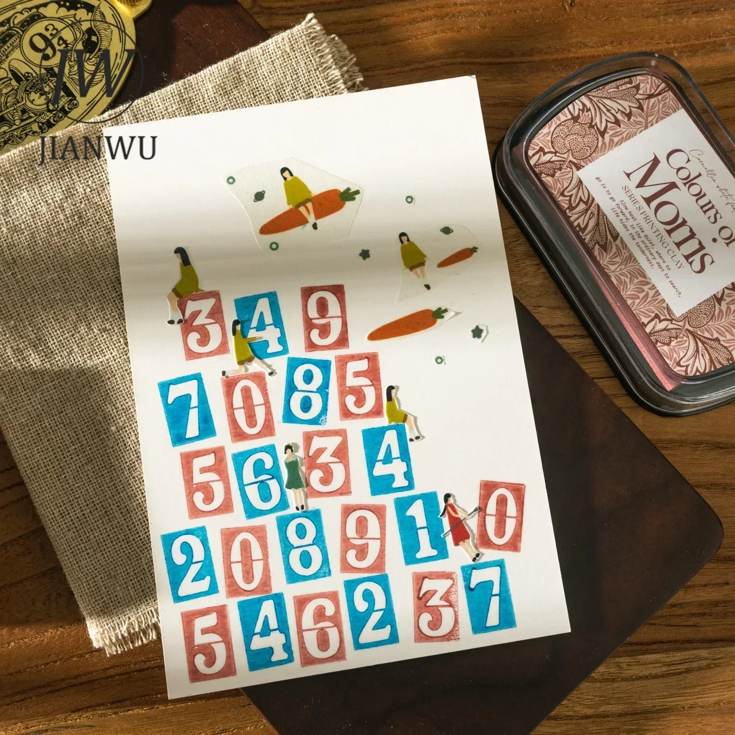 JIANWU Colours of Morris Series Silicone Stamp Material Concave Color Ink Pad Creative DIY Journal Student Supplies Stationery
