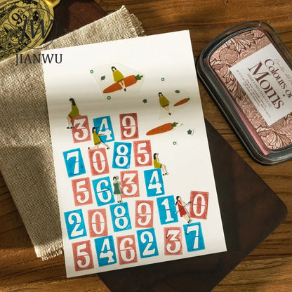 JIANWU Colours of Morris Series Silicone Stamp Material Concave Color Ink Pad Creative DIY Journal Student Supplies Stationery