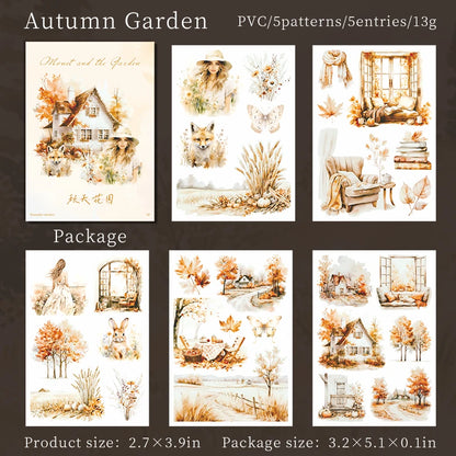 JIANQI 5 pcs PET Stickers Beautiful scenery Creative Waterproof Adhesive DIY Hand Made Collage Junk Journal Scrapbook Supplies