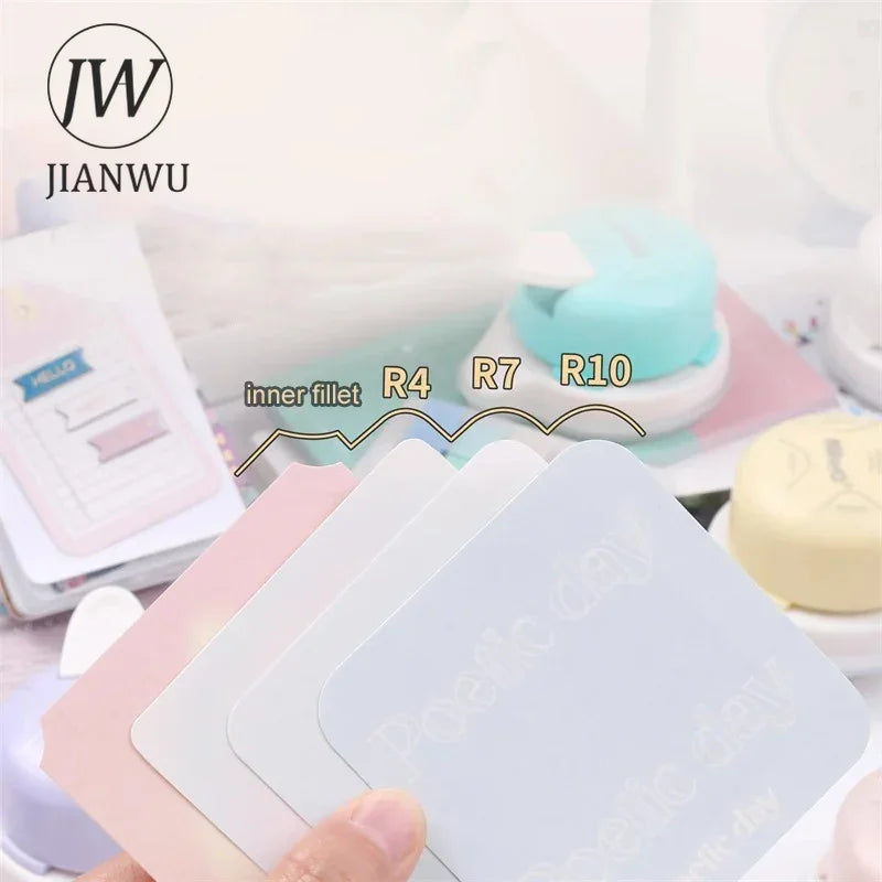 JIANWU Multifunctional Four-in-one Corner Rounder Material Collage Cutting Tool Creative DIY Journal Student Supplies Stationery