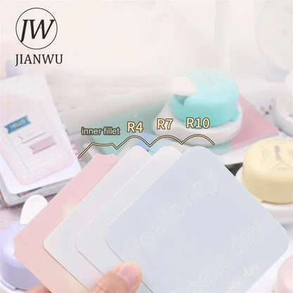 JIANWU Multifunctional Four-in-one Corner Rounder Material Collage Cutting Tool Creative DIY Journal Student Supplies Stationery