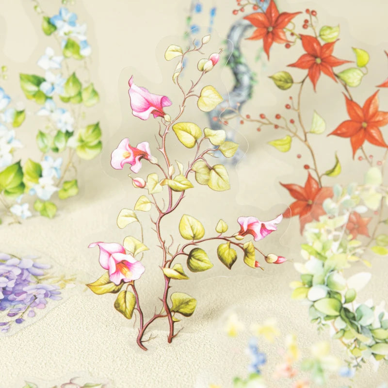 20 pcs/pack Spring Vine flowe Stickers aesthetic Stick Labels Decorative Diary Album Scrapbooking material Junk Journal Supplies