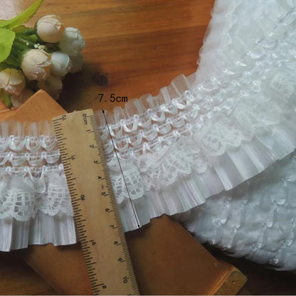 1Yard Elastic Lace Fabric  DIY Sewing Applique Ruffle Craft Decoration 7CM Wide