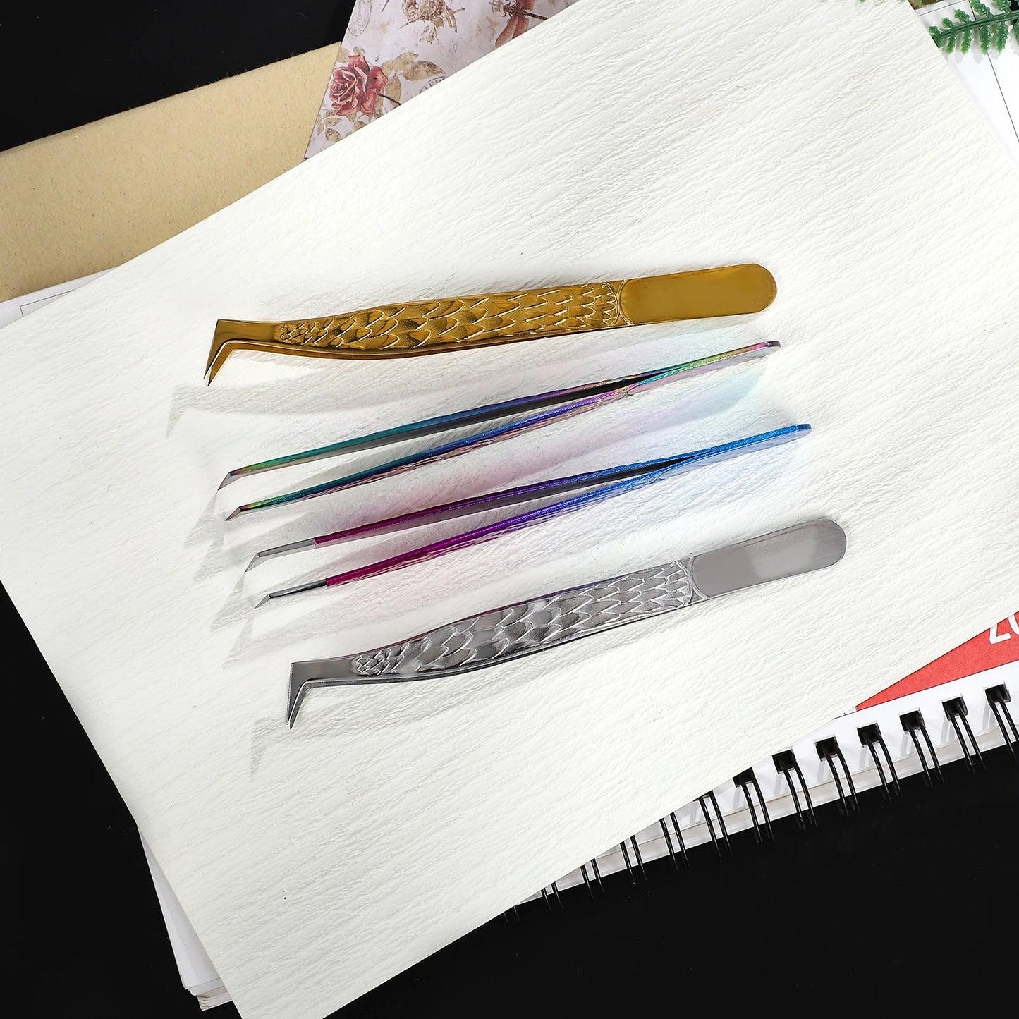 JIANWU Stainless Steel High Density Grafting Tweezers Journal Collage Tool Creative DIY Student Supplies Stationery