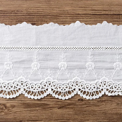 1 Yard White Embroidery Flower Cotton Lace Fabric DIY Clothing Dress Skirt Curtain Handmade Sewing Trim Accessories Crafts