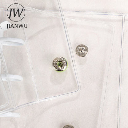 JIANWU Double Buckle A8Mini 3-hole Transparent Loose Leaf Material Storage Notebook Creative Journal Student Supplies Stationery