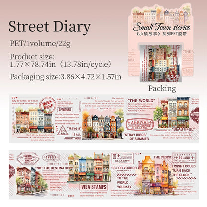 JIANQI45mm*2m Small Town Story Kawayi tape Stickers Cute Korean Sticker DIY Decoration Scrapbook Accessories Stationery Sticker
