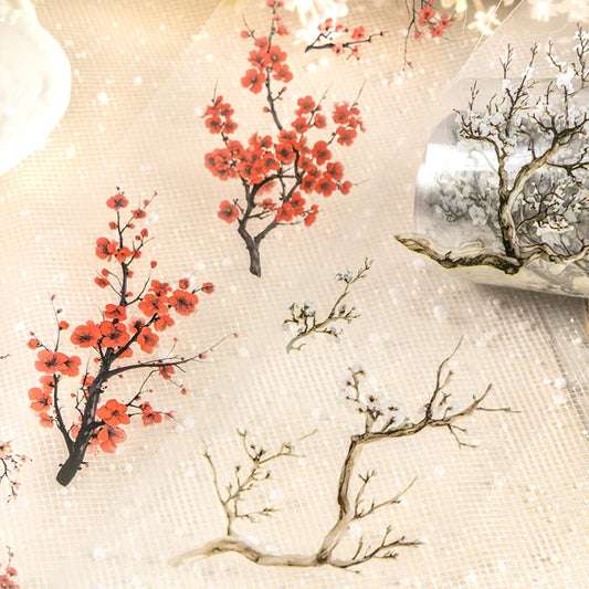 JIANQI PET Tapes Flower branch plant flower DIY Scrapbooking Decor Photo Album Collage Junk Journal Materials Aesthetics Tapes