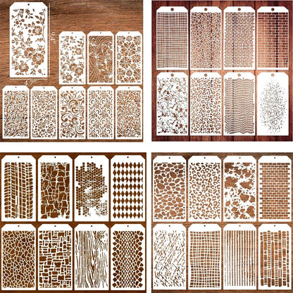 JIANWU Multifunctional Vintage Hollow Pattern Plastic Painting Material Template Creative Journal Student Supplies Stationery