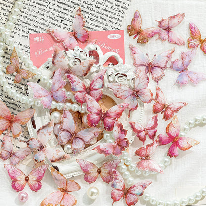 JIANQI 40pcs/pack PET Butterfly Stickers DIY Scrapbooking Collage Junk Journal Planner Decorative Materials Sticker Stationery