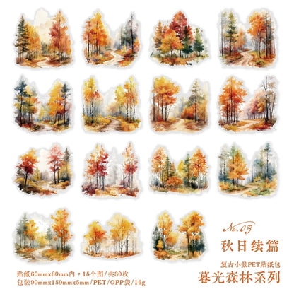 JIANQI 30sheets Ins Landscape Material Stickers Scrapbooking Junk Journal Creative Stationery DIY Deco Stickers School Supplies