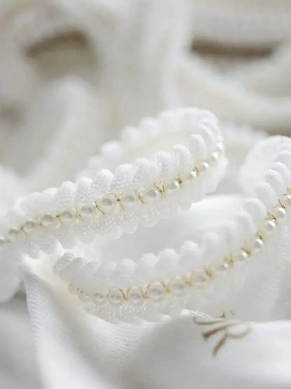 1 Yard Pearl Bead Decoration Black and White Lace Border Fabric Clothing Decoration DIY Crafts Lace 2CM Wide