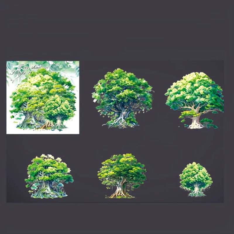 10 pcs/pack Tree and wood landscaping Stickers Label Diary Planner junk journal Decorative Scrapbooking DIY Craft Sticker