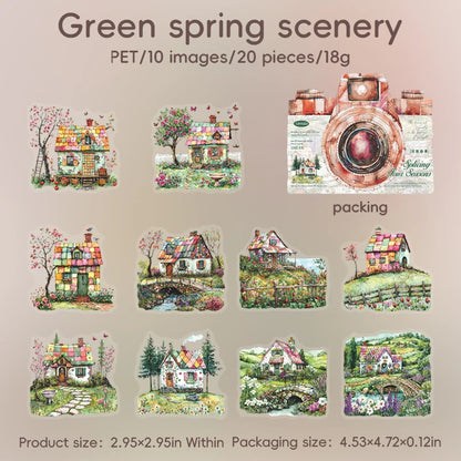 20pcs Four Seasons Scenery Beautiful Landscape Sticker Junk Journal DIY Scrapbooking School Supplies Collage Stationery Stickers
