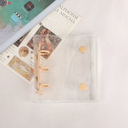 JIANWU Double Buckle A8Mini 3-hole Transparent Loose Leaf Material Storage Notebook Creative Journal Student Supplies Stationery