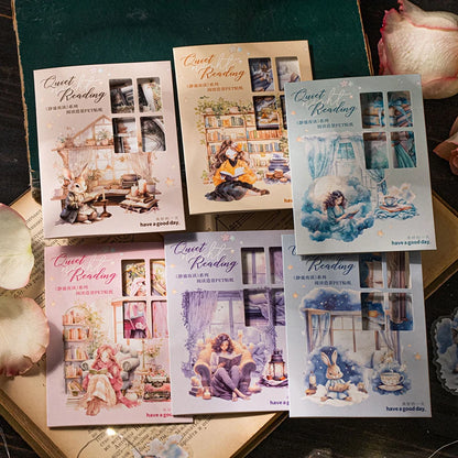 JIANQI 15pcs/pack Reading girl Stickers Junk Journal Creative Stationery DIY Deco Stickers Scrapbooking Supplies
