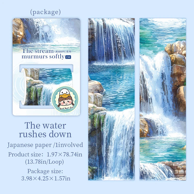 50mm*2m Landscape Tapes The flowing water DIY Scrapbooking Decor Photo Album Collage Junk Journal Materials Aesthetics Stickers