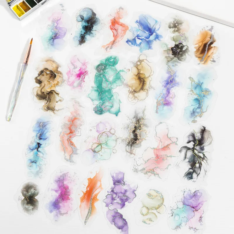 JIANQI 10pcs Hot stamping flower stickers PET Materials Collage Junk Journal DIY Scrapbooking Supplies Aesthetics Decor Sticker
