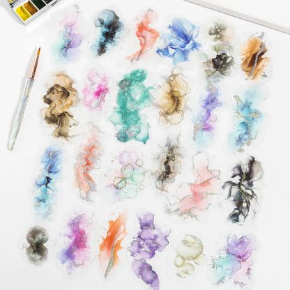 JIANQI 10pcs Hot stamping flower stickers PET Materials Collage Junk Journal DIY Scrapbooking Supplies Aesthetics Decor Sticker