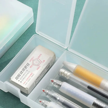 Pencil Cases School Office Simple Matte Transparent Plastic Box Frosted Pink Green White Pens Storage Stationery Supplies