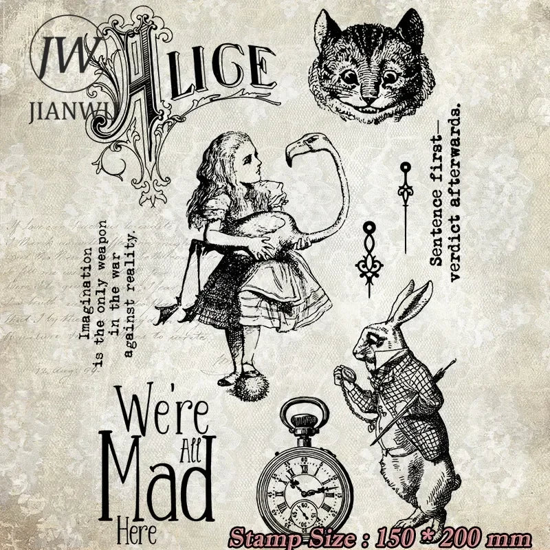 JIANWU Vintage Character English Text Material Collage Transparent Silicone Stamp Creative Journal Student Supplies Stationery