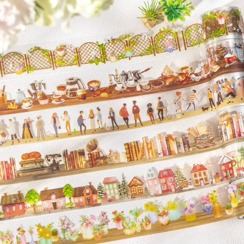 JIANQI 30mm*2m Scrapbook Decoration Adhesive Tape INS PET Tapes Masking Tapes stickers Aesthetic Stationery Supplies