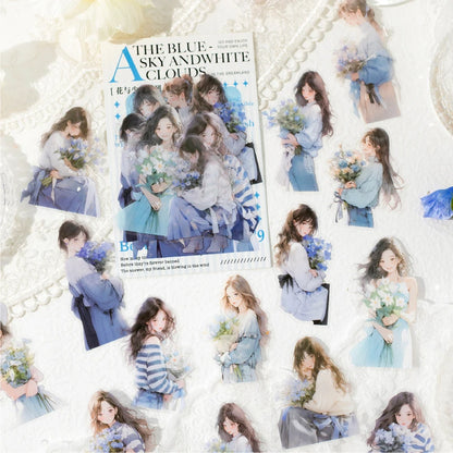 JIANQI 30pcs/pack PET Stickers Exquisite Girl Creative Waterproof Adhesive DIY Hand Made Collage Junk Journal Sticker Supplies
