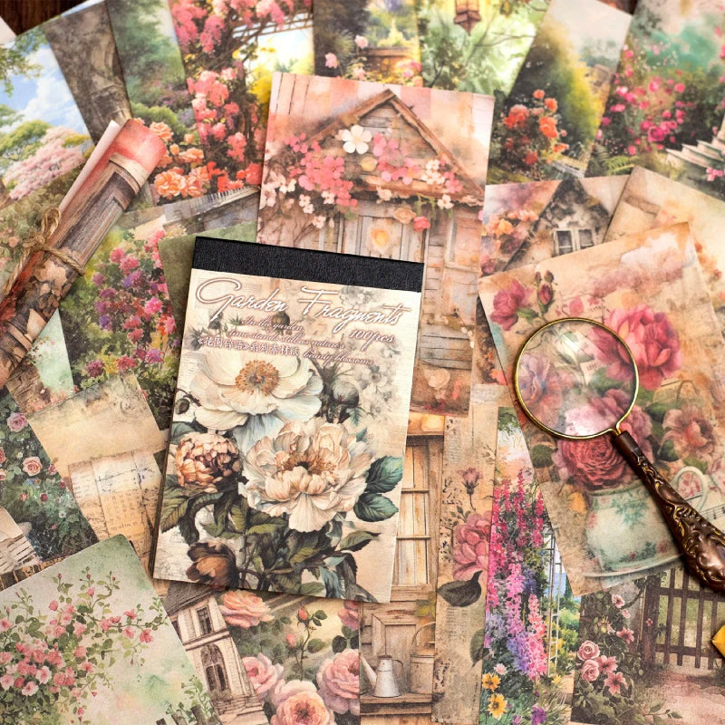 100 pcs Vintage Plants Flowers garden Material paper paper Scrapbooking DIY Photo Album Collage Journal Creative Stationery