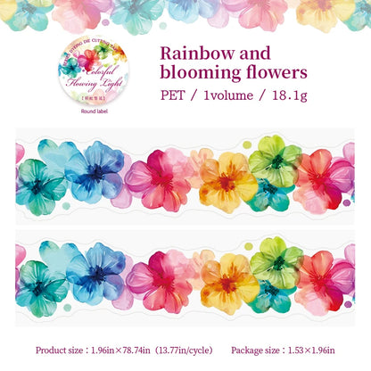 JIANQI 50mm*2m PET Rainbow Blending Tapes DIY Scrapbooking Decor Photo Album Collage Journalling Materials Aesthetics Stickers
