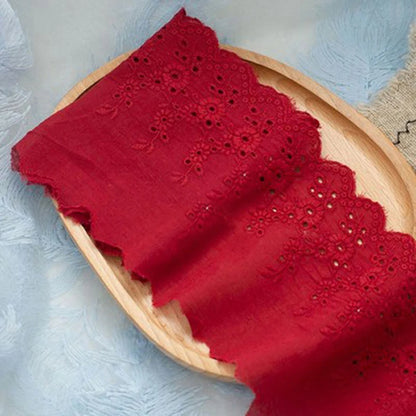 1Yard Multi-Color Flower Hollow Cotton Cloth Embroidery Lace Trim Fabric For Dress Curtain Bed Cuffs  Handmade Sewing Crafts