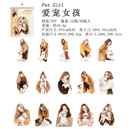 JIANQI 30 pcs Large size PET Stickers Life girl Decorative handmade Scrapbooking Material Diary Album Craft Supplies