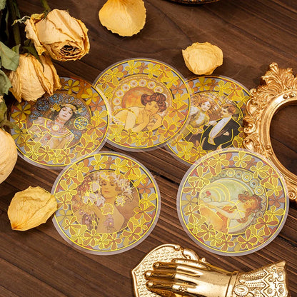 10 pcs Mucha theme Stickers pack Diy Decorative Scrapbooking Diary Album Stationery Collage material  junk journal supplies
