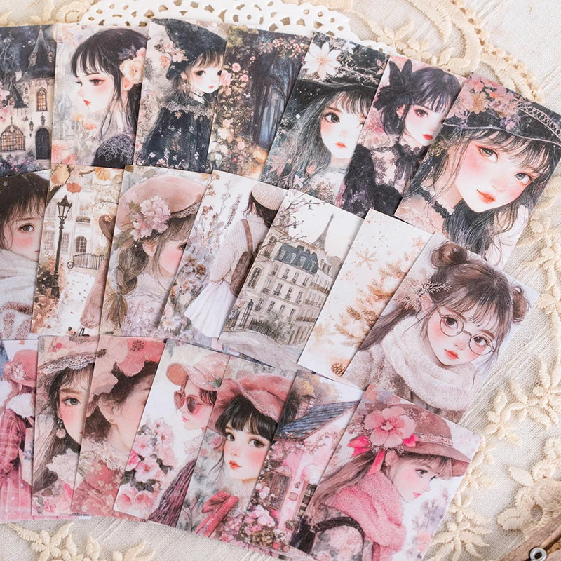 JIANQI 50 pcs Romantic girl Stickers book Old Adhesive Diy Scrapbooking Diary Album accessories Diy junk journal supplies