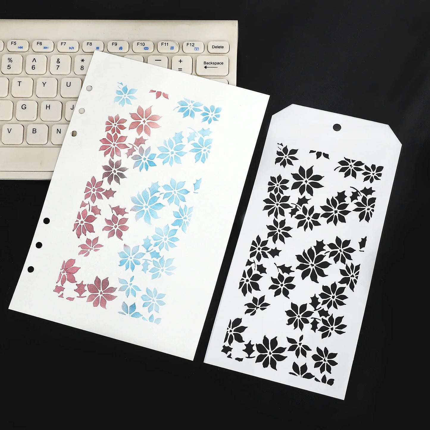 JIANWU Vintage Plant Flower Snowflake Halloween Christmas Material Embossed Stencil Masking Sheet Creative Journal Stationery