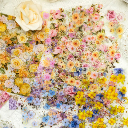 JIANQI 5 Sheets PET Flowers Stickers INS Decorative handmade Scrapbooking Material Diary Album Craft Supplies