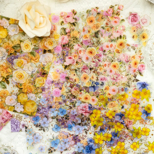 JIANQI 5 Sheets PET Flowers Stickers INS Decorative handmade Scrapbooking Material Diary Album Craft Supplies