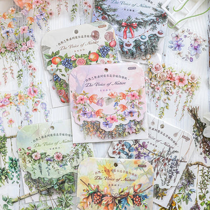 JIANQI 30 Pcs Natural Plant Flower Stickers PET Transparent Decorative Decals DIY Planner Diary Journal Scrapbook supplies