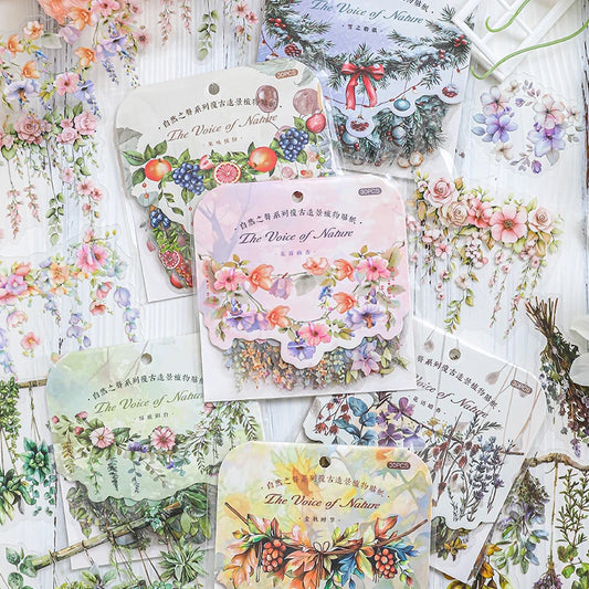 JIANQI 30 Pcs Natural Plant Flower Stickers PET Transparent Decorative Decals DIY Planner Diary Journal Scrapbook supplies