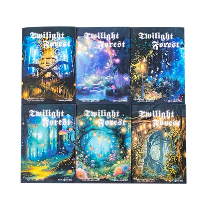 10pcs Night Forest Landscape Material Stickers Scrapbooking Junk Journal Creative Stationery DIY Deco Stickers School Supplies