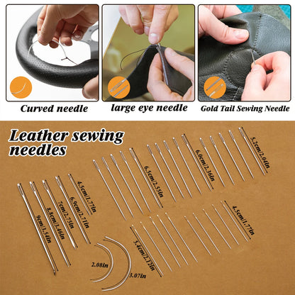 Zxiixz 83Pcs/set Leather Repair Sewing Kit with Polyester Sewing Thread 6Pcs Waxed Thread Stitching Needle for Boots Shoes Sofa