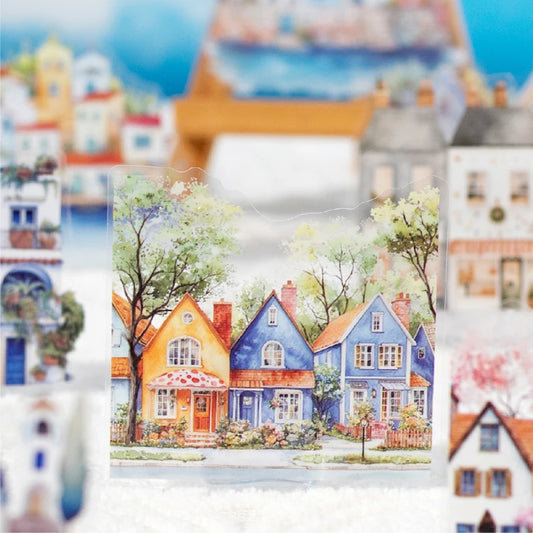 JIANQI 30pcs city Landscape Material Stickers Scrapbooking Junk Journal Creative Stationery DIY Deco Stickers School Supplies