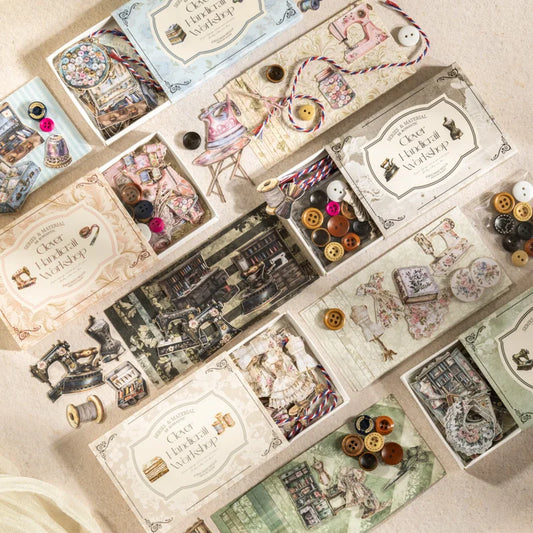 JIANQI 30pcs vintage Scrapbooking Material Set Sticker Aesthetic Button hemp rope Planner Decoration for Junk Journal Supplies
