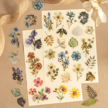 JIANQI 30 pcs Dried flower border PET Stickers Decorative handmade Scrapbooking Material Diary Album Craft Supplies