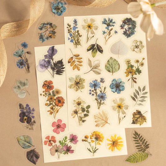 JIANQI 30 pcs Dried flower border PET Stickers Decorative handmade Scrapbooking Material Diary Album Craft Supplies