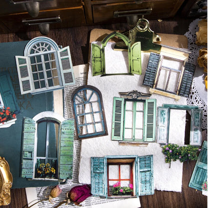 JIANQI 10 Sheets Large size doors and windows Stickers Decorative handmade Scrapbooking Material Diary Album Craft Supplies